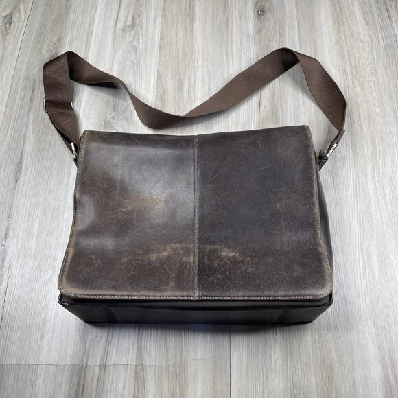 Knomo London Brown Leather Laptop Bag Shoulder Strap - Picture 1 of 16
